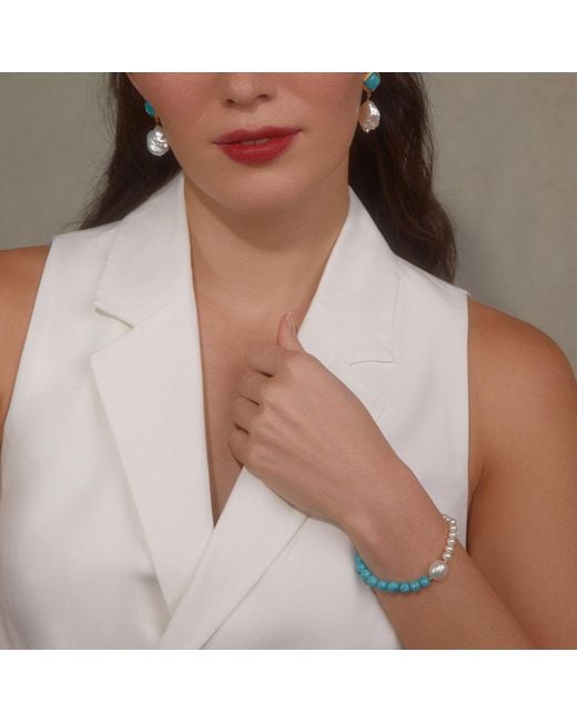 Vintouch Italy Blue Gaia Bracelet With Pearls And