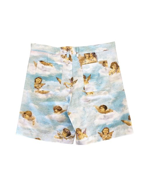 Quillattire Blue Sky And Cupid Print Shorts for men