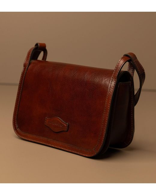 Time Resistance Brown Leather Crossbody Bag For