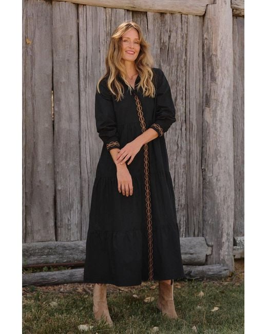 Adrift Clothing Black Winslow Button Through Dress