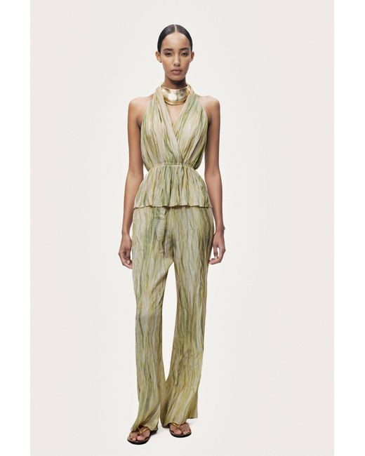 Nocturne Green Abstract Print Straight Leg Trousers