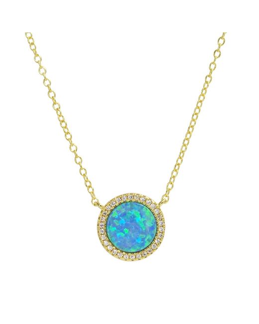 KAMARIA Metallic Beacon Opal Circle Necklace With Crystals