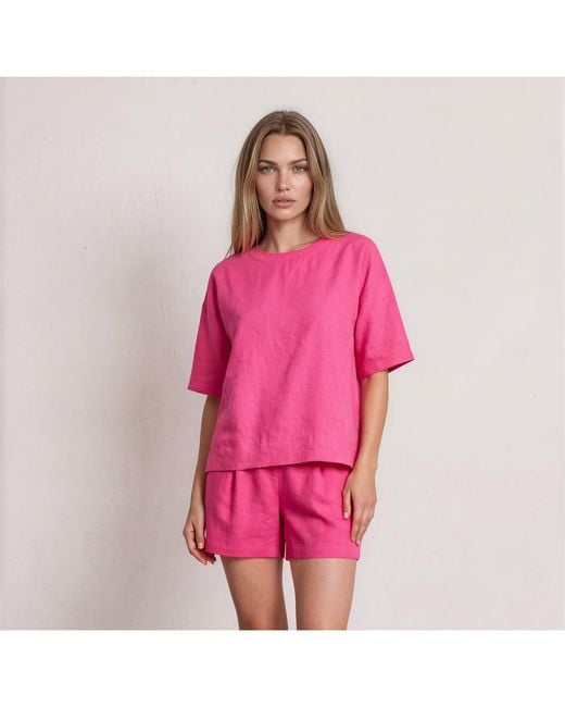 Oh!Zuza Pink Relaxed-Fit Viscose T-Shirt