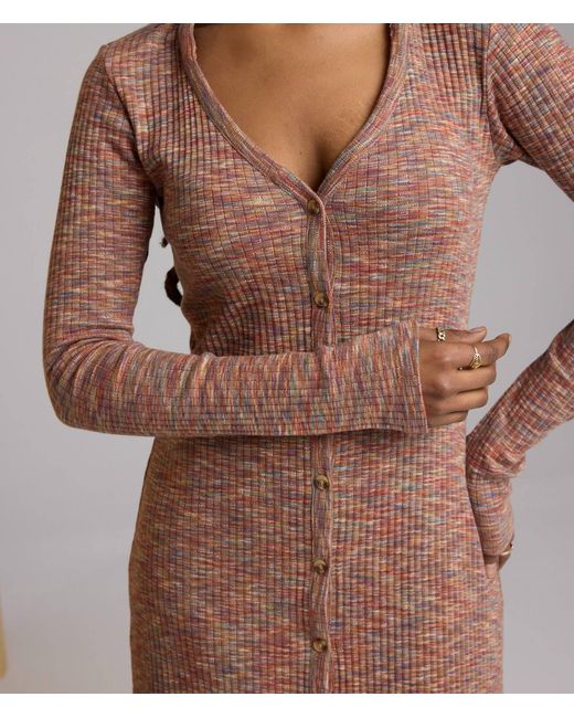 Known Supply Brown Button Up Midi Long Sleeve Dress