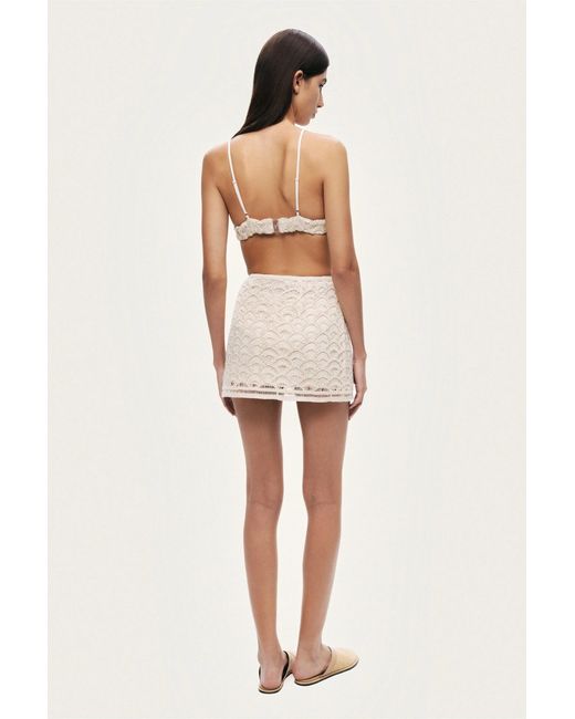 Nocturne Natural High-Waisted Lace Mini Skirt
