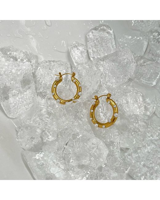 Ellie Vail Jewelry Metallic Nicoletta Pearl Hoop Earring