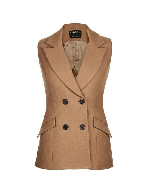 SEREN LONDON Brown Neutrals Double-Breasted Vest