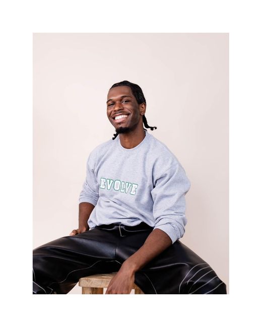 Nooltrends Gray Evolve Varsity Embroidered Sweatshirt for men
