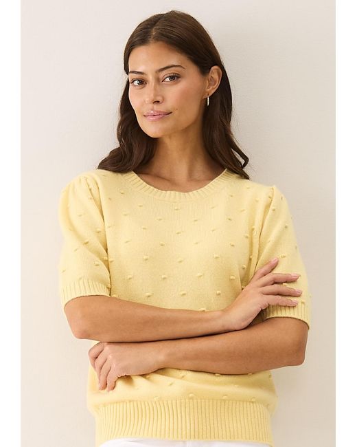 Loop Cashmere Yellow Bobble Puff Sleeved Sweater