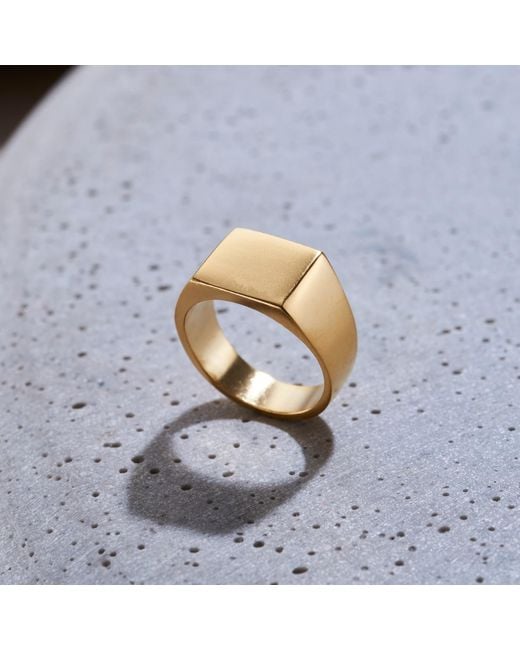 Posh Totty Designs Metallic Yellow Gold Plated Chunky Signet Ring
