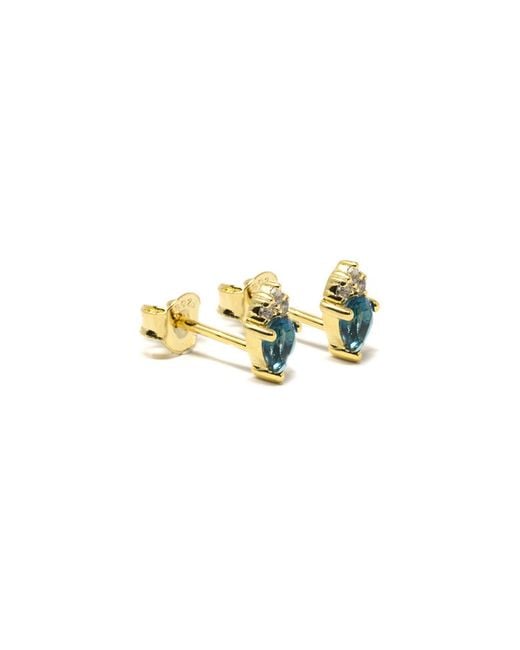 NASI SILVER Blue Pear Drop Atarah Studs- Topaz & Topaz