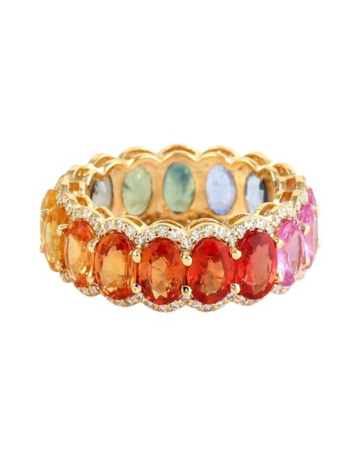 Artisan Orange Sapphire Oval Eternity Ring With Diamond