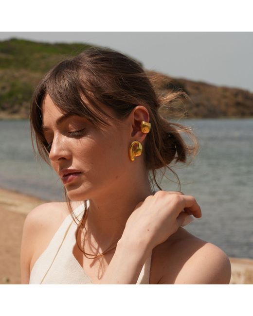 LINYA JEWELLERY Yellow Jeni Big Ear Cuff Earrings