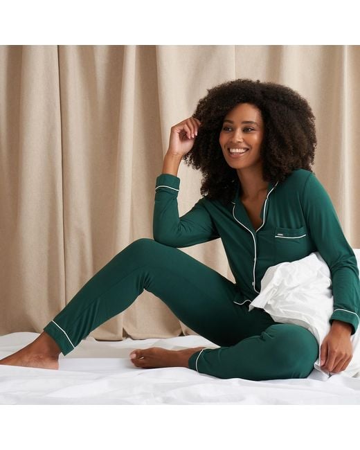 Pretty You London Green Bamboo Long Sleeved Trouser Pyjama Set