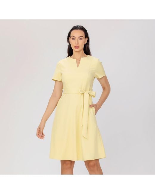 Smart and Joy Yellow Belted Tailor Dress