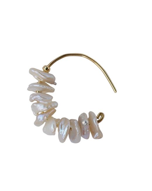 Bombyx House Metallic Petal Pearl Half Moon Earring Hook