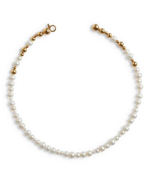 Kasun Metallic Pearl Cluster Necklace Vermeil
