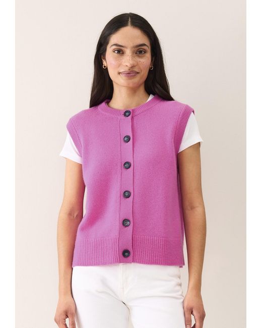 Loop Cashmere Pink Contrast Button Waistcoat