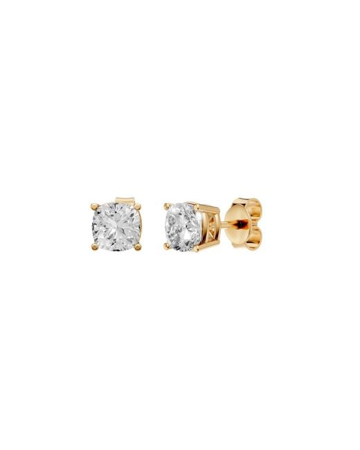 Aya Fine Jewelry White Cushion Cut Lab Diamond Solitaire Stud Earrings