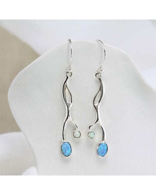 Isla Silver Metallic Flowing & Opal Drop Earrings