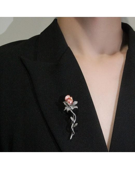 Ninemoo Metallic Rosebud Bloom Brooch