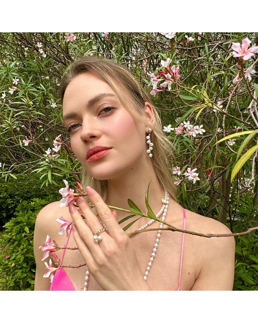 Farra Metallic Freshwater Pearls Drops Adjustable Ring