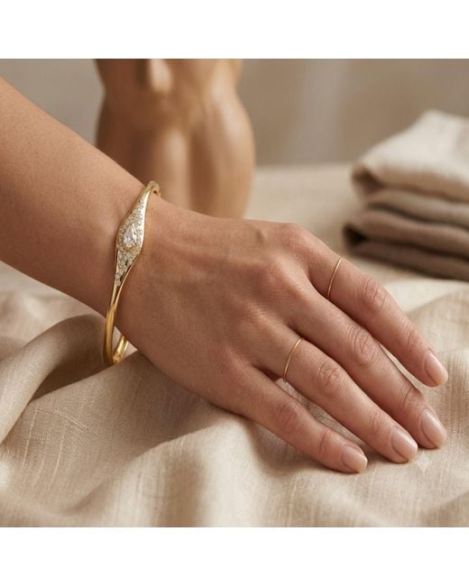Artisan Metallic 14K Diamond Evil Eye Bangle Bracelet