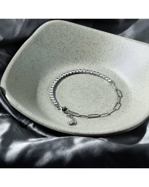 Diamonbliss Metallic Half & Half Tennis Bracelet
