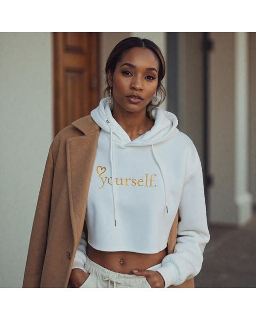 Rejected Hearts Club White Love Yourself Crop Hoodie