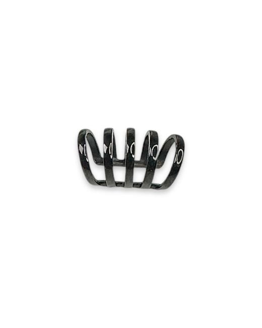Jagged Halo Jewelry Black Cage Ear Cuff Rhodium