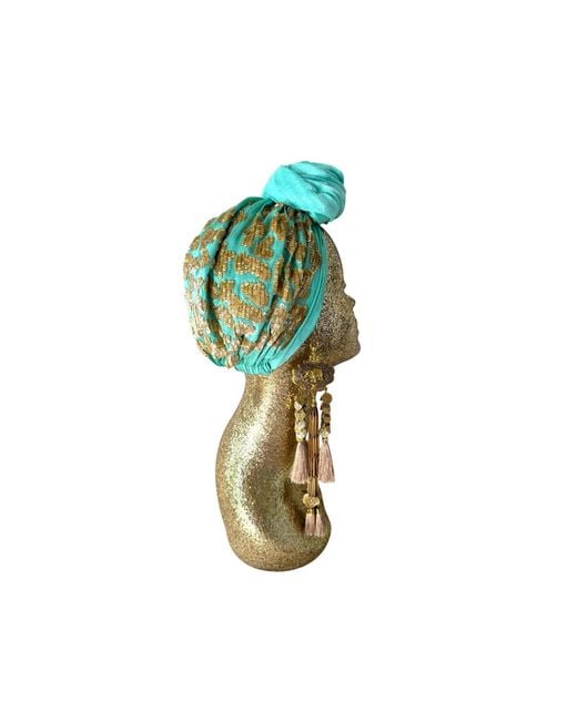 Julia Clancey Green Jade Edith Hotty Dream Leopard Sequin Turban