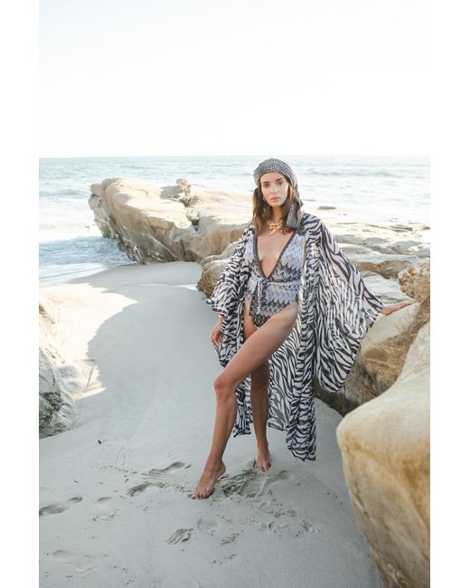 Jennafer Grace Metallic Zebra Queen Kimono