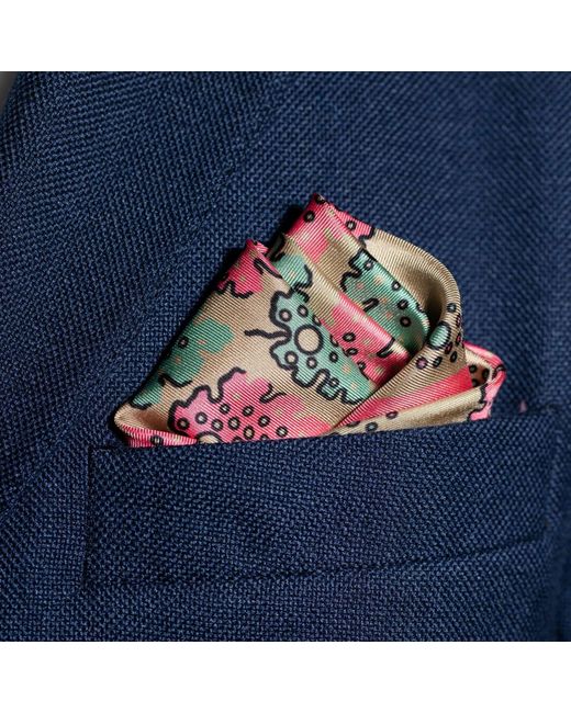 Otway & Orford Multicolor 'Motif' Geometric Silk Pocket Square for men