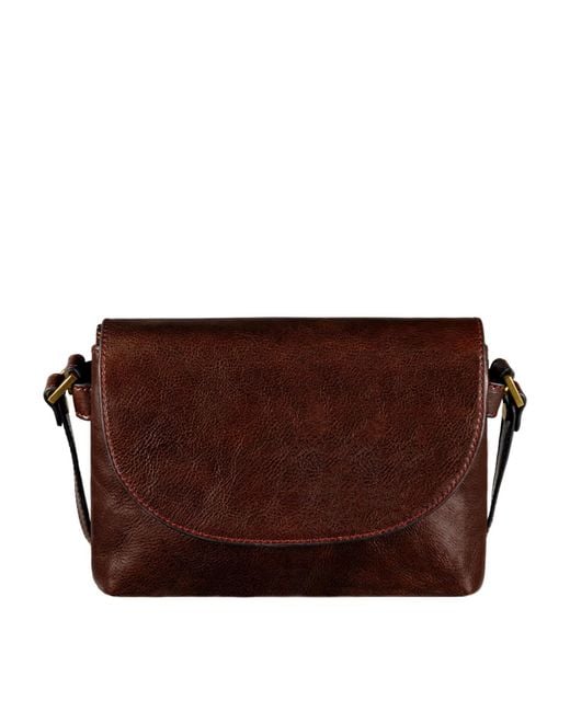 Time Resistance Brown Leather Cross Body Bag For