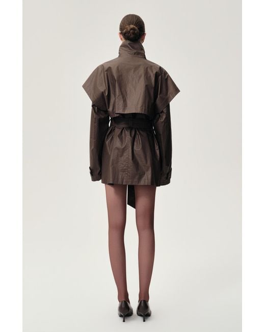 FRONT ROW SHOP Brown Lisa Cape Trench Dark Cherry