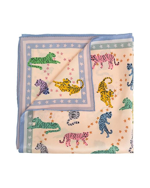 Lost Pattern Metallic Neon Tigers Silk Bandana for men