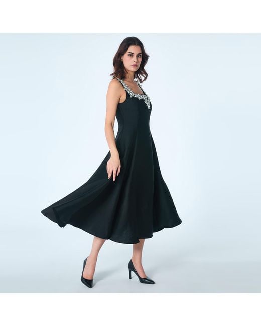 Smart and Joy Black Beaded Sweetheart Cocktail Dress