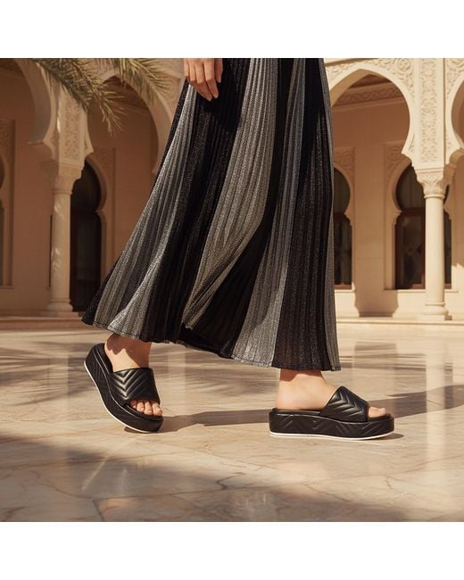 Beautiisoles by Robyn Shreiber Made in Italy Black Deedee Leather Platform & Wedge Comfortable Espadrille Work Beach Pool Slide Sandal