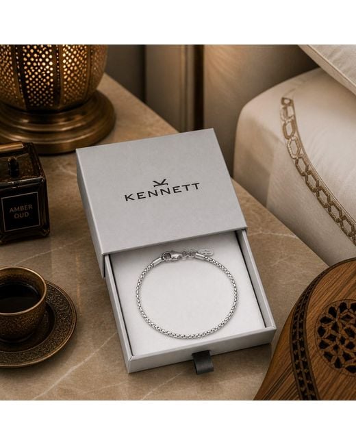 Kennett Watches & Accessories Metallic Kennett Round Box Chain Bracelet for men