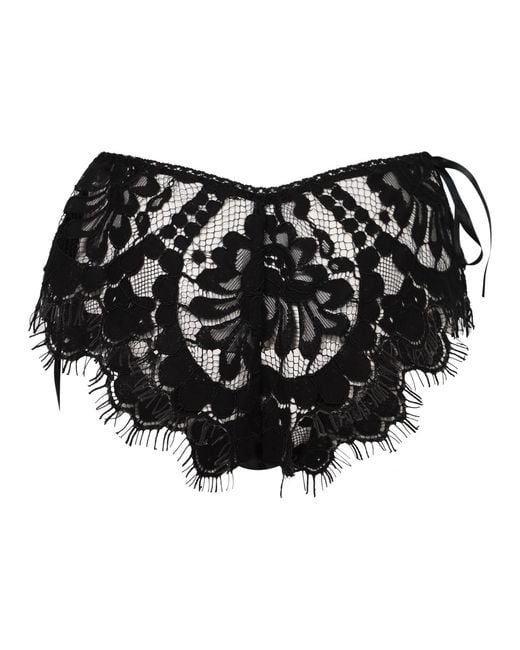 Belle -et-BonBon Black Suki Super Soft Eyelash-Lace French Knicker With Tie Side Xl To