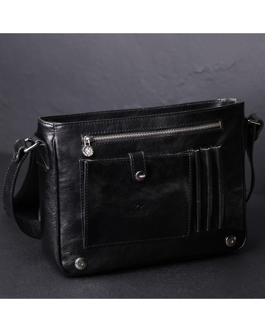 Time Resistance Black Leather Messenger Bag – The Stranger for men