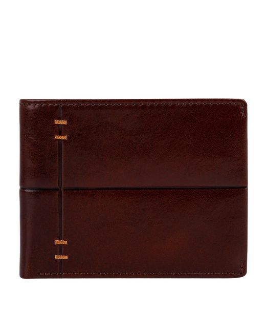 Time Resistance Purple Leather Bifold Wallet for men