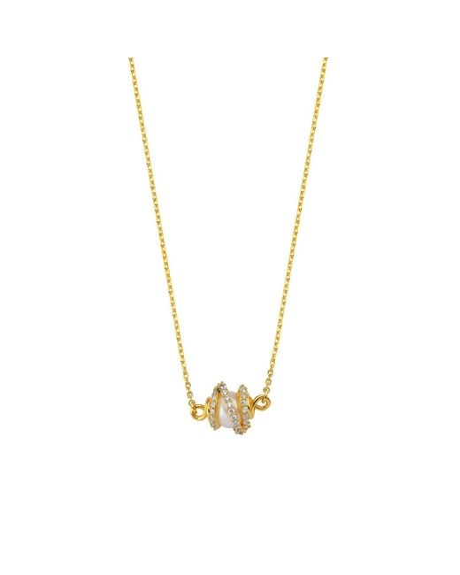 LINYA JEWELLERY Metallic Amour Pearl Cage Detailed Chain Necklace