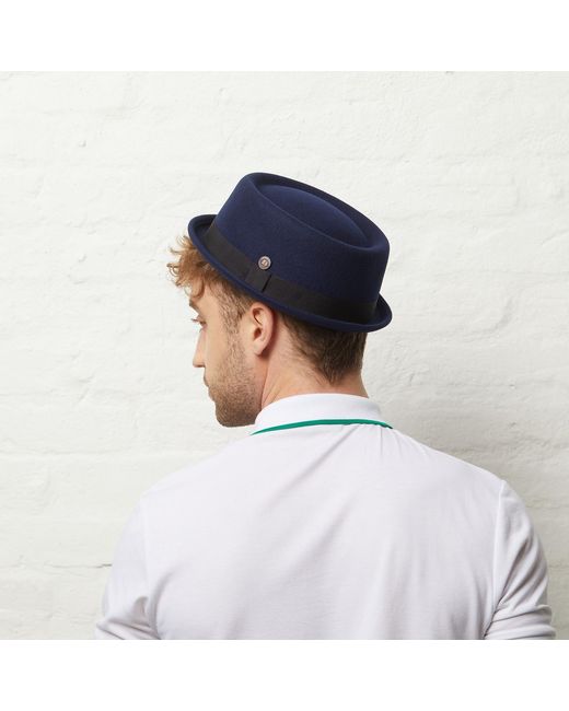 Dasmarca Hats Blue Jack Felt Skimpy Brim Short Brim Rude Boy Mod Style Porkpie Hat for men