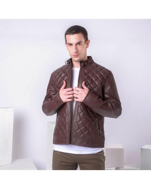 Zasta Studio Purple Single Malt Quilted Leather Jacket