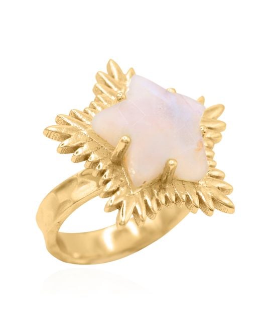 Luna Charles Metallic Gigi Moonstone Spiky Star Ring