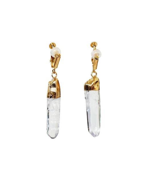 Laura Daili Metallic Neutrals Smoky Crystal Drop Clip On Earrings