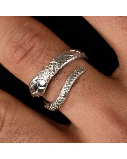 Rare Matters Jewelry Metallic Year Of The Snake Rattlesnake Fine Sterling Ring for men