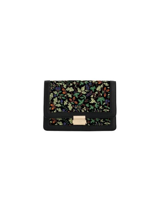 Fable England Black Embroidered Fold Over Bag