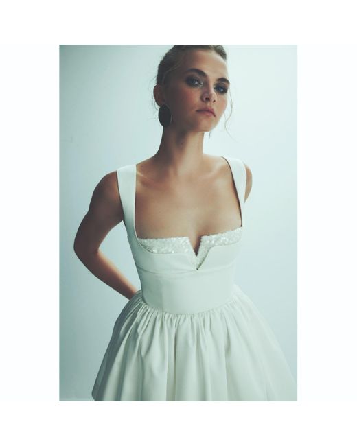 NAZLI CEREN White Leanne Satin Mini Dress In Lily